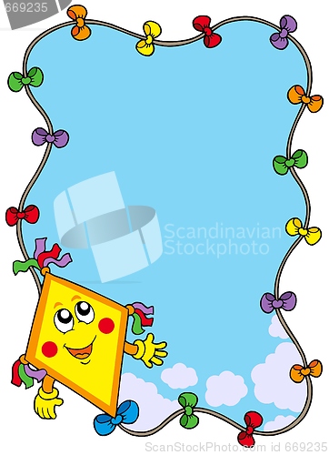 Image of Autumn frame with cartoon kite