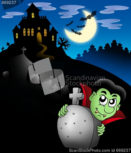 Image of Vampire with haunted mansion