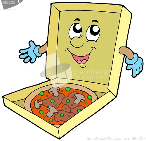 Image of Cartoon pizza box