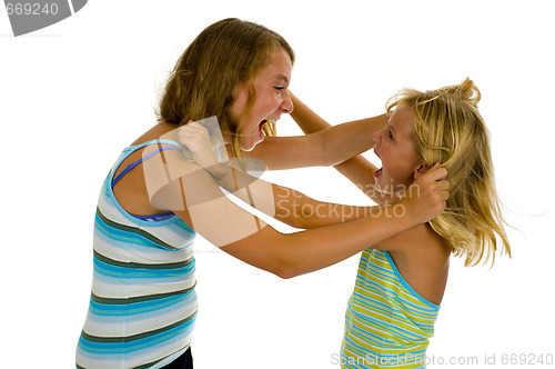 Image of two sisters fighting