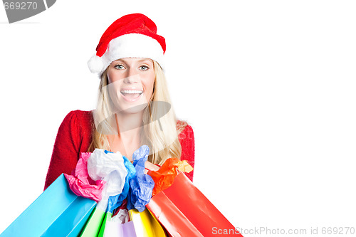 Image of Christmas shopping santa girl