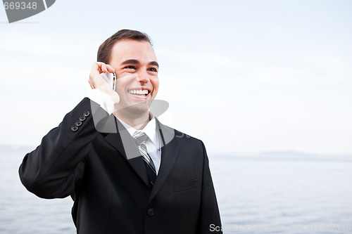 Image of Caucasian businessman on the phone