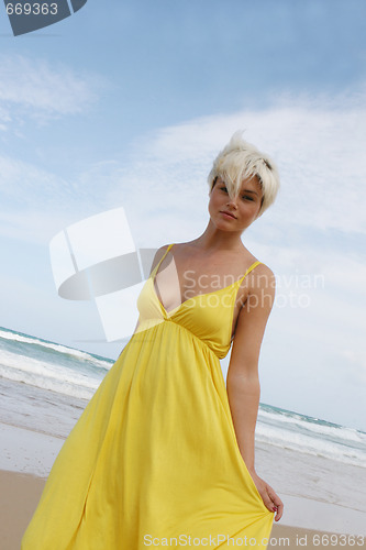 Image of Blond woman at the beach.