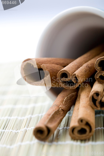 Image of Cinnamon sticks in a cup.
