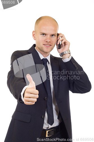 Image of businessman on the phore