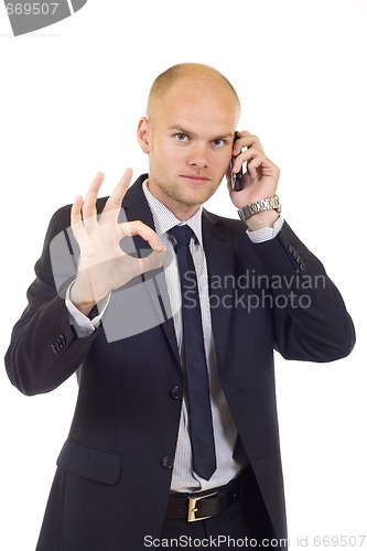 Image of businessman on the phore