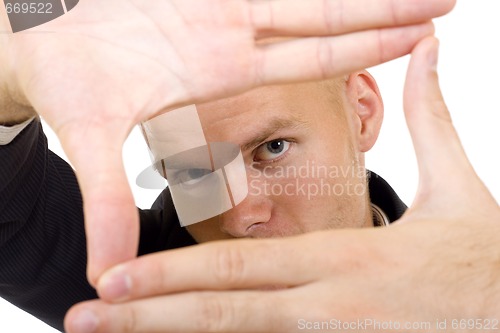 Image of Young man focus on the face