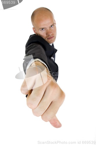 Image of Young Businessmen making his thumb down