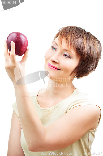 Image of Healthy woman with apple