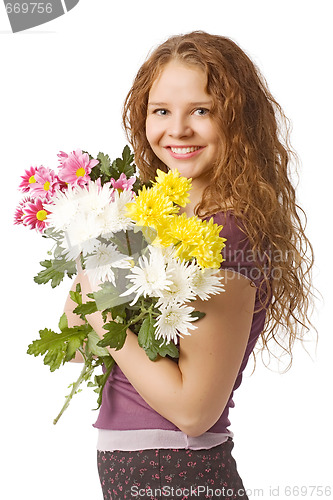 Image of girl with flowers