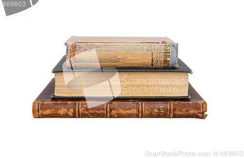 Image of Stack of three old books isolated 