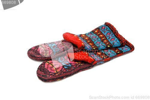 Image of Homemade colorful wool socks isolated