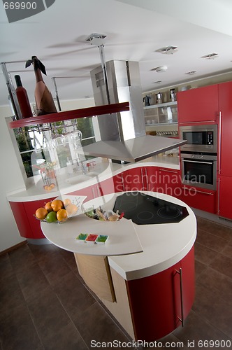 Image of Red modern kitchen