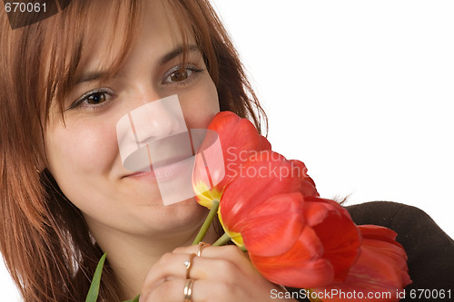 Image of woman with tulips