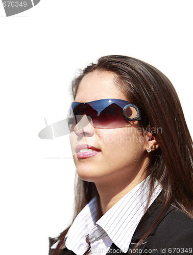 Image of Young woman wearing sunglasses