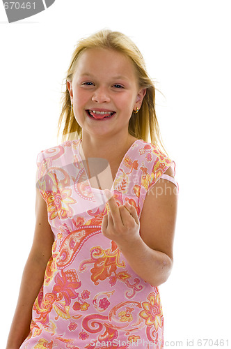 Image of little girl showing middle finger