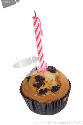 Image of Raisin muffin with candle