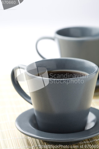 Image of Two black filter coffees.