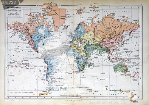 Image of Old map of 1883, world map