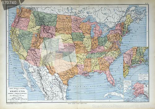 Image of Old map of 1883, America, U.S., U.S.A., United States