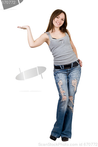 Image of Smiling lovely young woman. Isolated on white