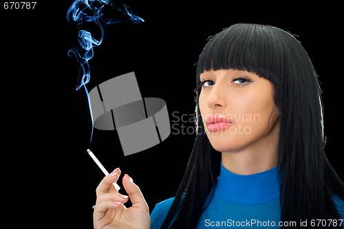 Image of Portrait of the young woman with a cigarette