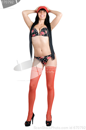 Image of Sexy young woman in underwear. Isolated on white