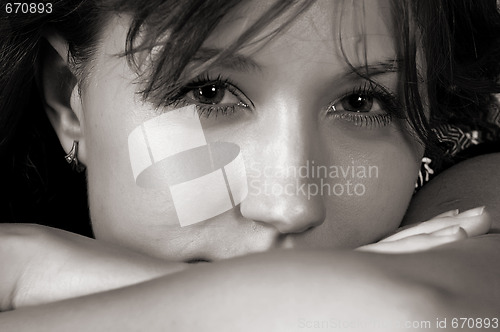 Image of beautiful woman close-up portrait