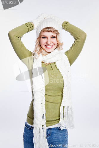 Image of Beautiful caucasian winter woman