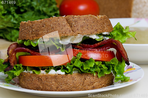 Image of BLT Sandwich with soup