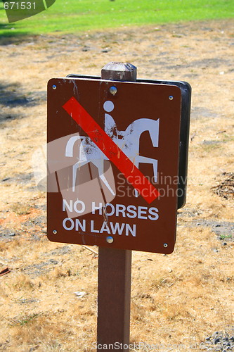 Image of No Horses on Lawn Sign
