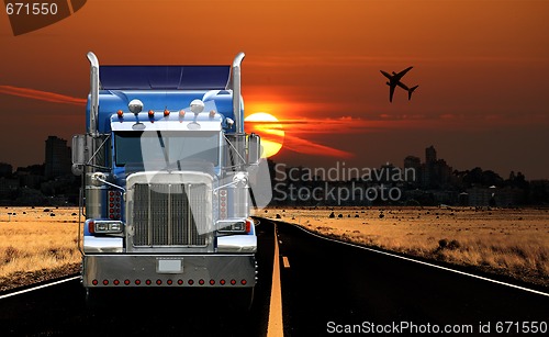 Image of Trucking City View at Sunrise