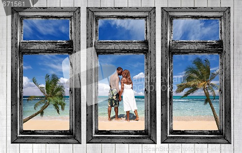 Image of An African Amercian Couple on the Beach