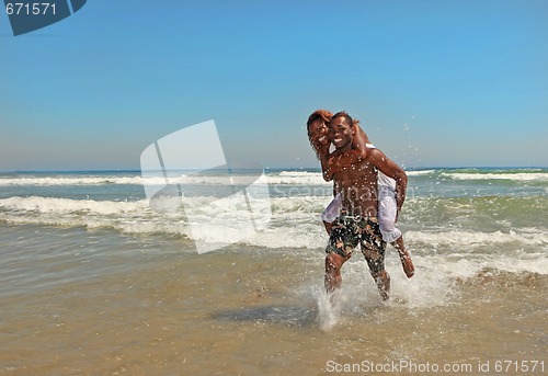 Image of Happy African American Couple at the Beach