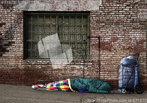 Image of Transient Homeless Soul Sleeping on the Streets