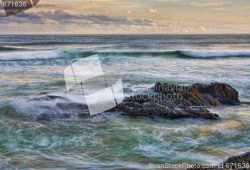 Image of waves and rocks on the coast