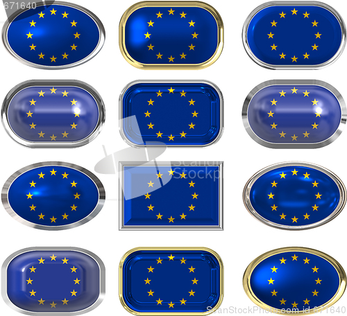 Image of twelve buttons of the flag of the european union