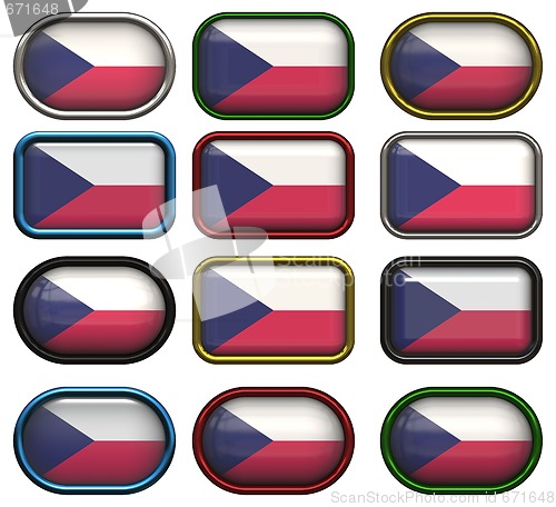 Image of twelve buttons of the  Flag of Czech Repulic