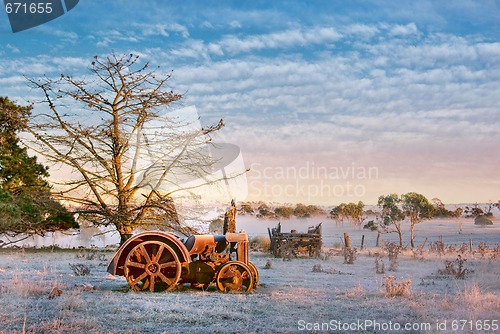 Image of old tractor on the farm 