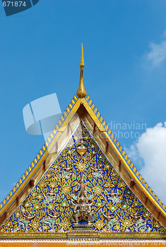 Image of Detail of temple roof in Bangkok, Thailand