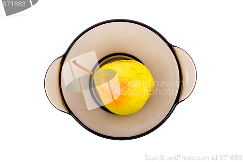 Image of Pear in bowl on isolated white background