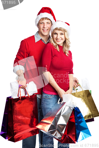 Image of Christmas shopping couple