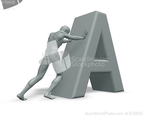 Image of man pushes the letter A