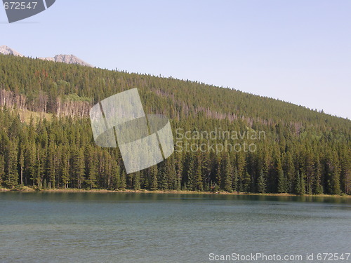 Image of Lake Minnewanka In Banff National Park In Alberta