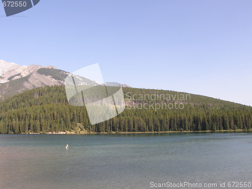 Image of Lake Minnewanka In Banff National Park In Alberta