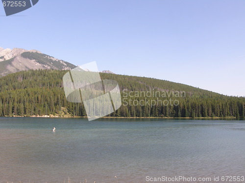 Image of Lake Minnewanka In Banff National Park In Alberta