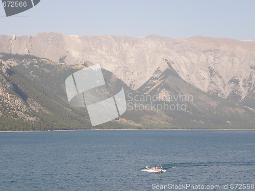 Image of Lake Minnewanka In Banff National Park In Alberta