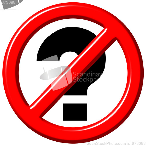 Image of No questions 3d sign