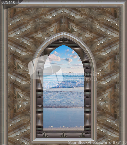 Image of beach through the window