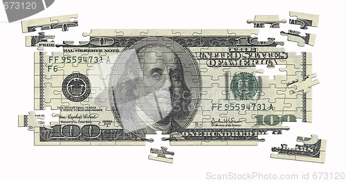 Image of one hundred dollar note puzzle